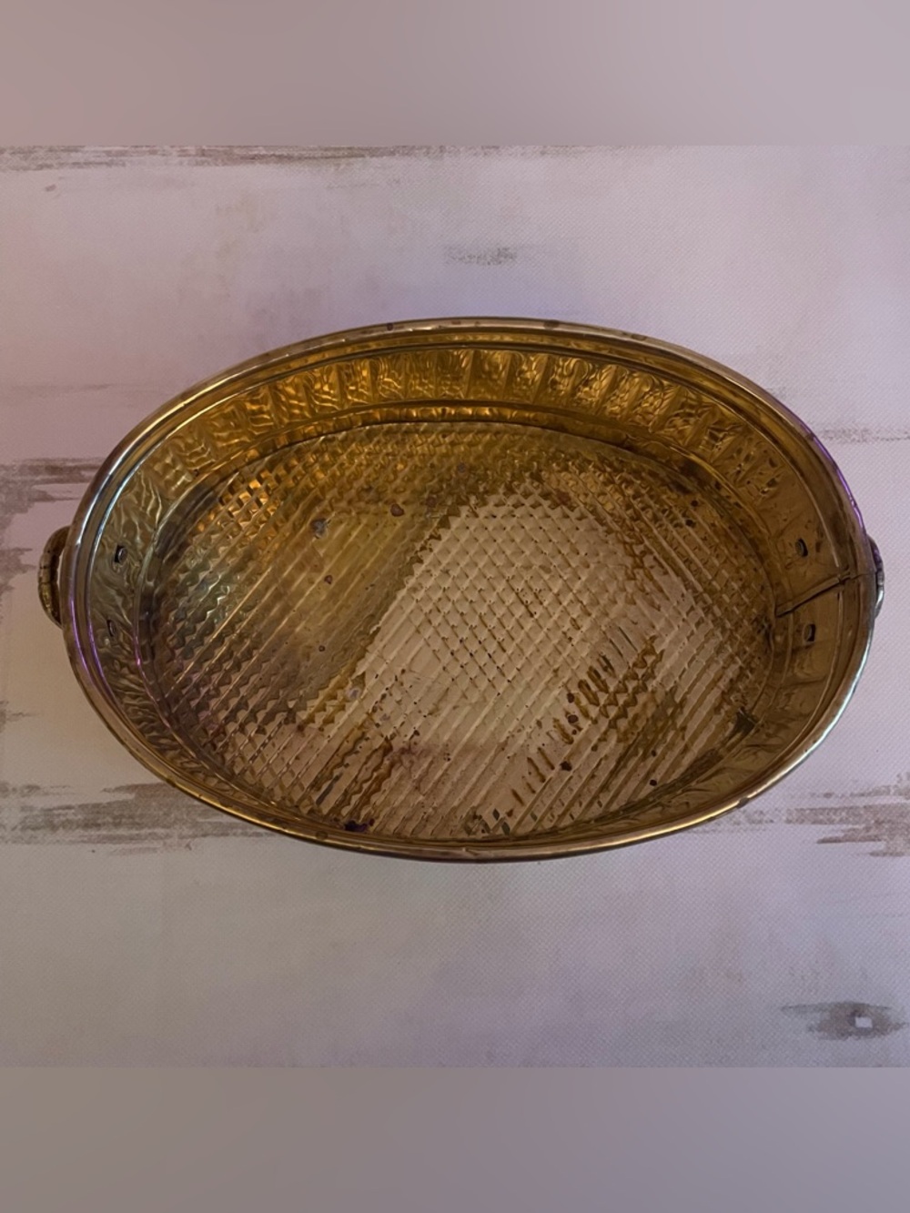 Vintage Solid Brass Oblong Planter - Picture 5 of 9